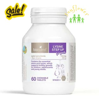 Viên nhai tăng chiều cao tăng chiều cao cho bé từ 6 tuổi Bio Island Lysine Step Up for Youth 60 Viên của Úc