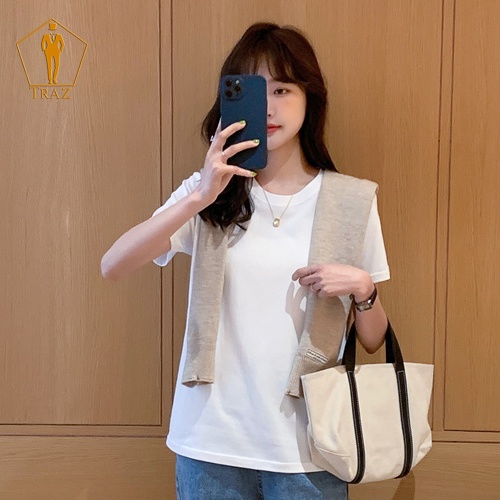 Áo Thun Phông Nữ TRAZ Basic Màu Trắng, Đen, Be, Co Giãn 4 Chiều 265g Dày Form(Phom) Rộng, Suông