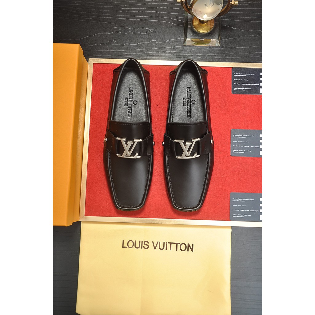 Giày lười nam da thật Louis Vuitton LV thiiết kế sang trọng, mũi giày thiết kế độc đáo