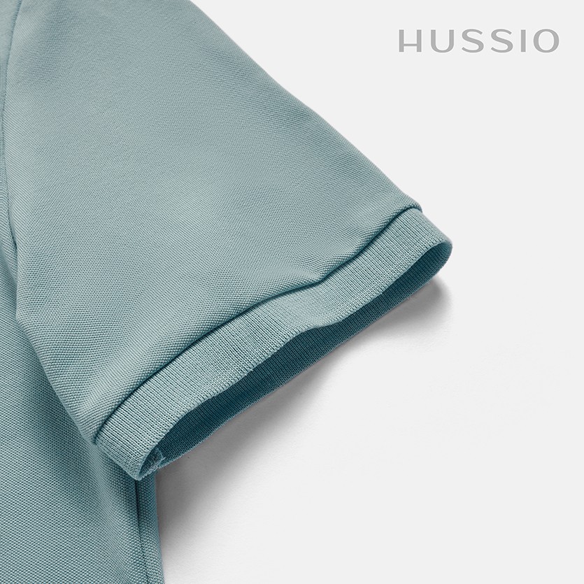 Áo polo nam cá sấu HUSSIO màu blue xám tay ngắn cổ bẻ | BigBuy360 - bigbuy360.vn