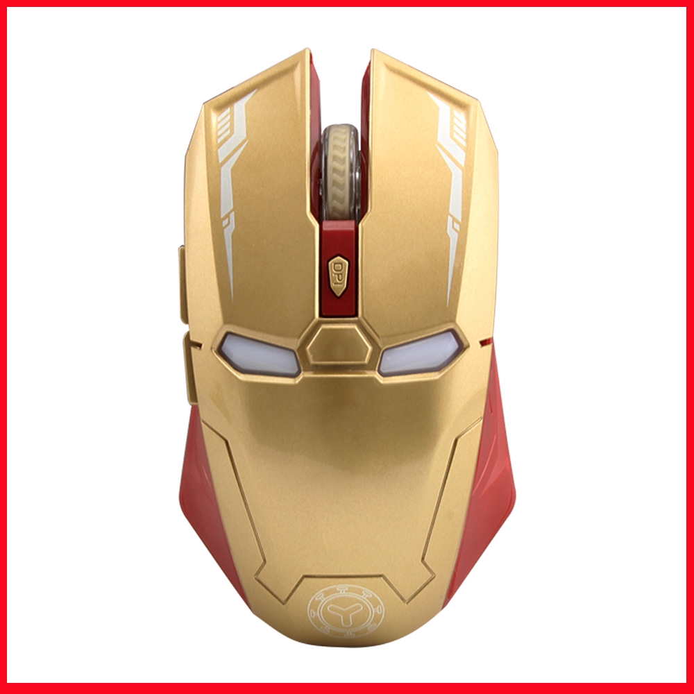 Chuột quang không dây 6 nút DPI USB 2.4GHz phong cách Iron Man yên tĩnh có thể điều chỉnh dành cho chơi game