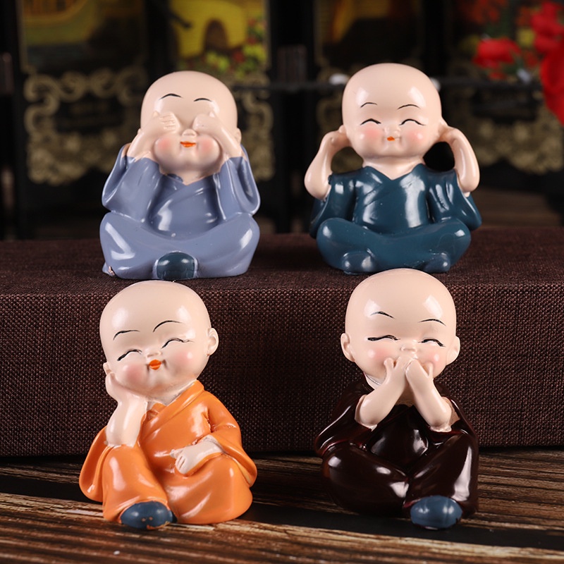 Đồ trang trí Tượng Chú Tiểu Hoạt Hình Sáng Tạo Bằng Nhựa Resin Làm Quà Tặng Đa Ứng Dụng