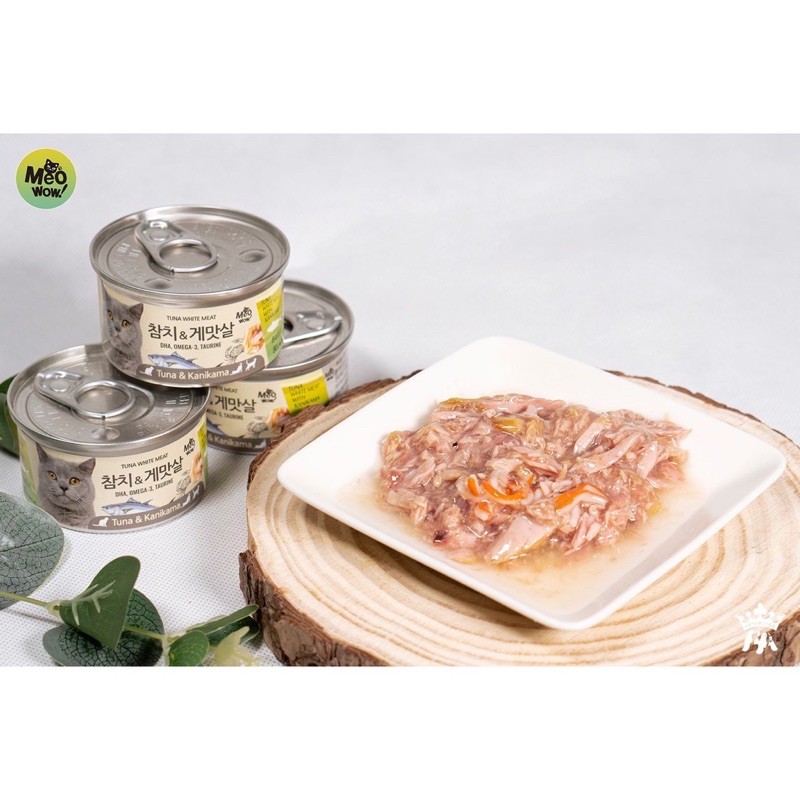 Pate MEOWOW tuna white cá ngừ trắng nguyên miếng cho mèo lon 80g