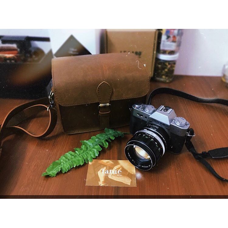 Túi máy ảnh chống sốc size s vintage màu nâu sáng và nâu cho co nhỏ gọn xinh