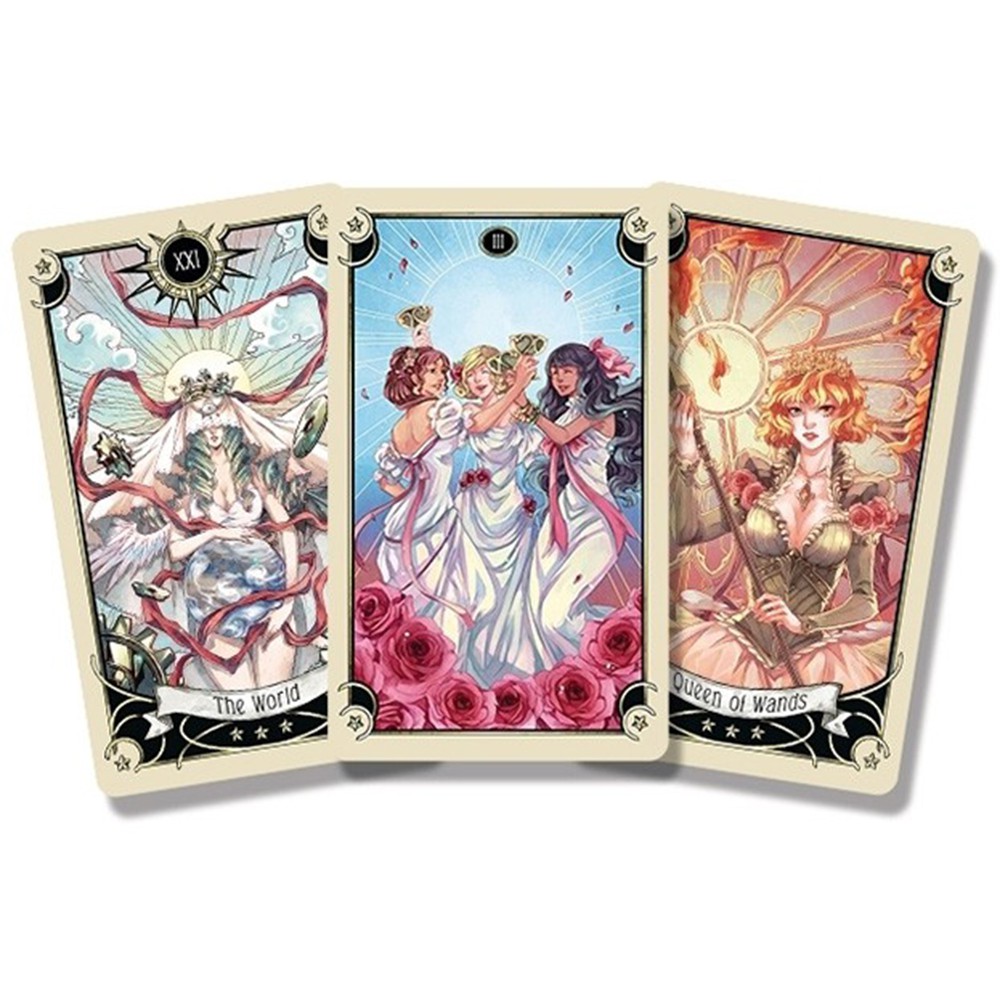 [Size Gốc] Bài Tarot Mystical Manga 78 Lá 7x11.7 Cm Giấy Cán Bóng Dày Dăn Tặng Đá Thanh Tẩy Và Hướng Dẫn Tiếng Việt