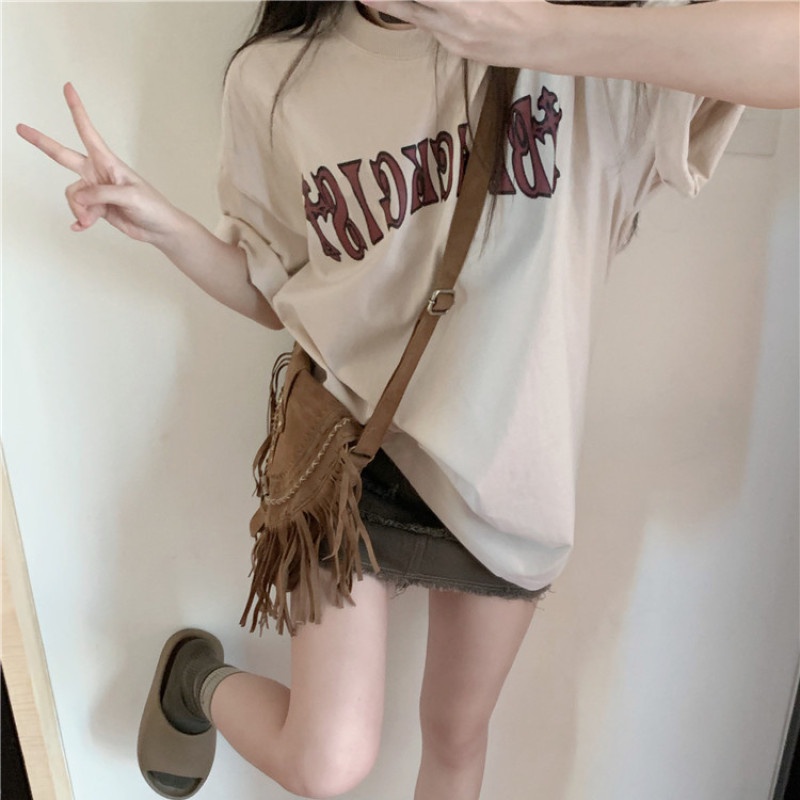 Áo Thun Ngắn Tay Dáng Rộng In Hình Vui Nhộn Phong Cách Hiphop Giản Dị Thời Trang