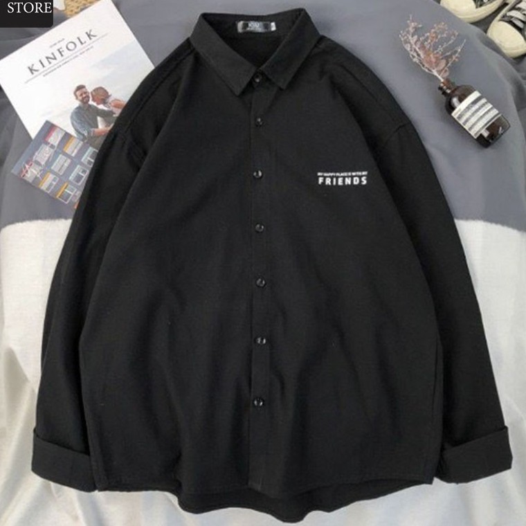 Áo sơ mi nam tay dài chất vải kaki có in hình mặt sau áo năng động trẻ trung | BigBuy360 - bigbuy360.vn