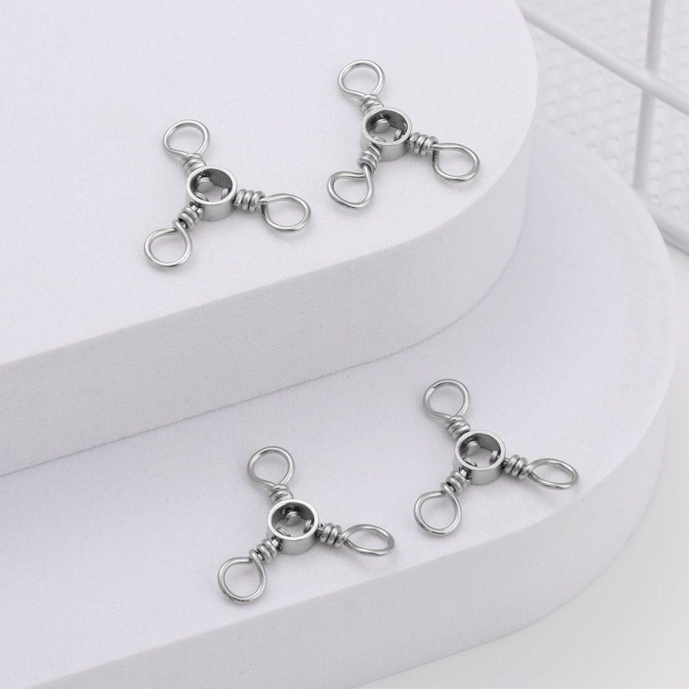 LETTER 50Pcs Hot Three Way Bearing Swivel Splitter Fishhook Connector T-shape Fishing Swivels Bearing Barrel Srolling Trident Durable Cross Line