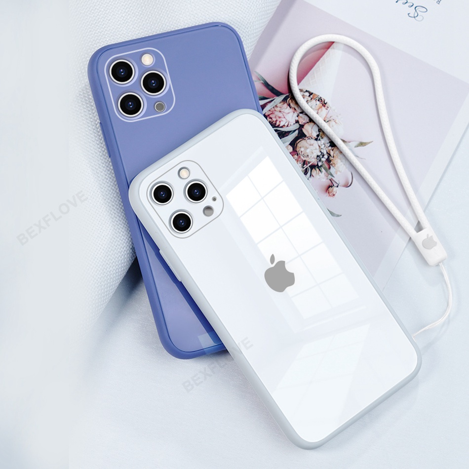 Ốp lưng mặt kính cường lực kèm dây đeo cho Iphone 11 Pro X Xr Xs Max 6plus 7plus 8plus 6 7 8 Plus | BigBuy360 - bigbuy360.vn