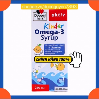 KINDER OMEGA-3 SYRUP AKTIV DOPPEL HERZ  BỔ SUNG OMEGA 3 CHO TRẺ 250ml NHẬP CHÍNH HÃNG ĐỨC