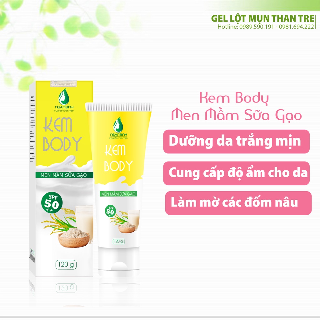 Kem body trắng da,kem body men mầm sữa gạo dưỡng da