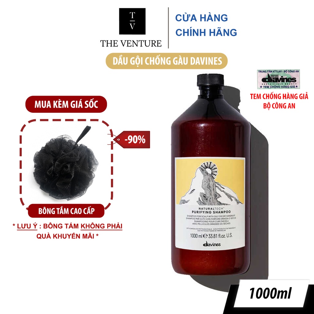 Dầu Gội Dành Cho Tóc Gàu Davines NaturalTech Purifying Shampoo Chính Hãng - 1000ml