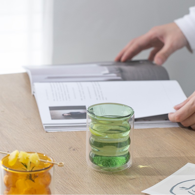 Fashion Stained Glass Water Cup Double Insulated Teacup Coffee Cup