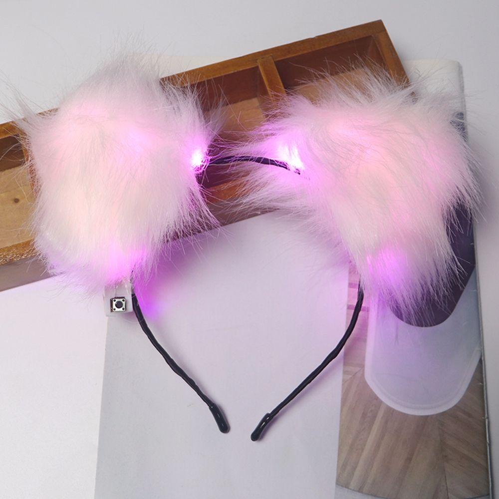 QQMALL Băng Đô Tai Mèo Phát Sáng Phong Cách Lolita Hàn Quốc Ngọt Ngào Cho Nữ