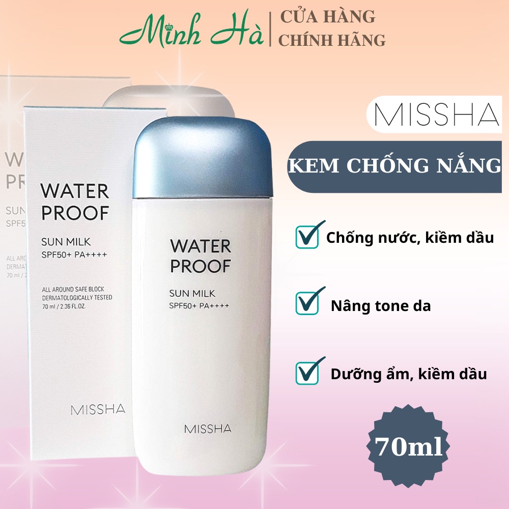 Kem chống nắng Missha Waterproof Sun Milk SPF50+ PA++++ 70ml