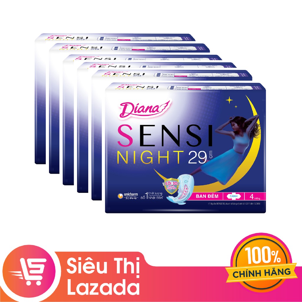 Băng vệ sinh ban đêm Diana Sensi 29cm gói 4 miếng