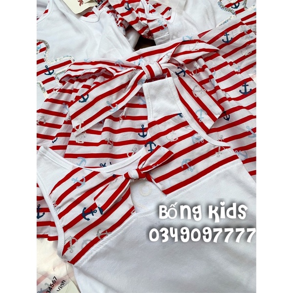 Set Váy Bé Gái Mỏ Neo Kẻ Đỏ MAX