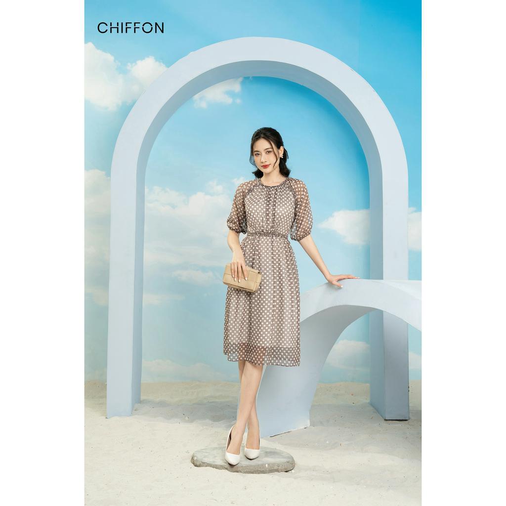 Váy đầm nữ hoa tơ lỡ tay thiết kế Chiffon