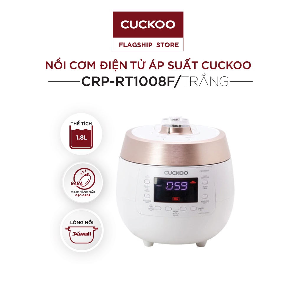 Nồi cơm điện tử áp suất Cuckoo 1.8 lít CRP-RT1008F - Lòng nồi phủ men chống dính XWall Diamond - Hàng chính hãng
