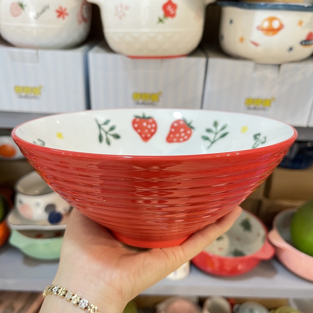 Sét bát đĩa gốm sứ decor trang trí món ăn cực đẹp bộ dâu 18 món xinh yêu