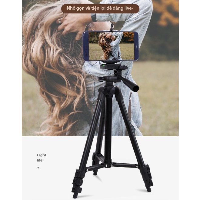 Gậy 3 chân chụp hình máy ảnh, điện thoại Tripod Floveme - 3120, quay livestream, chụp hình - góc quay xoay được 360 độ