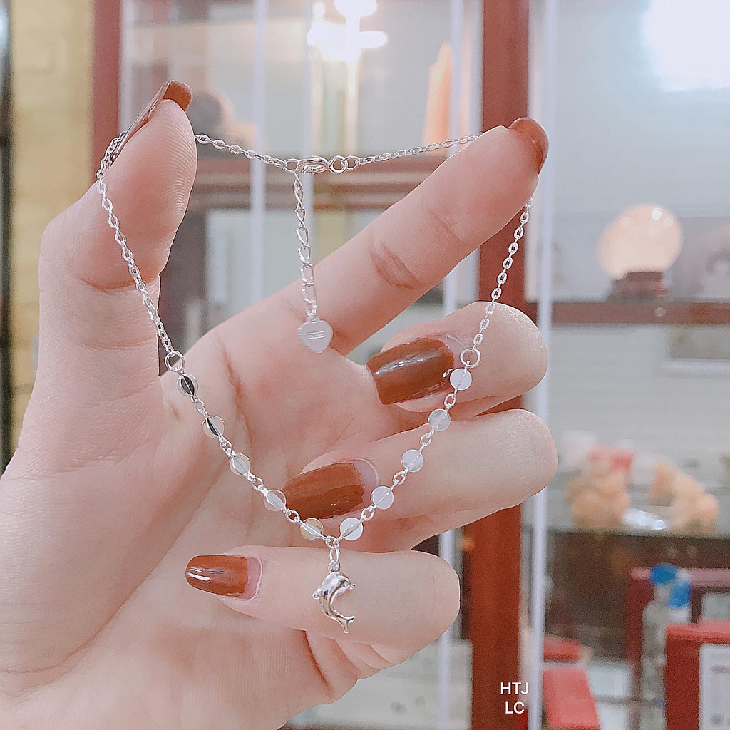 Lắc Tay - Chân Bạc Ý Hình Cá Heo