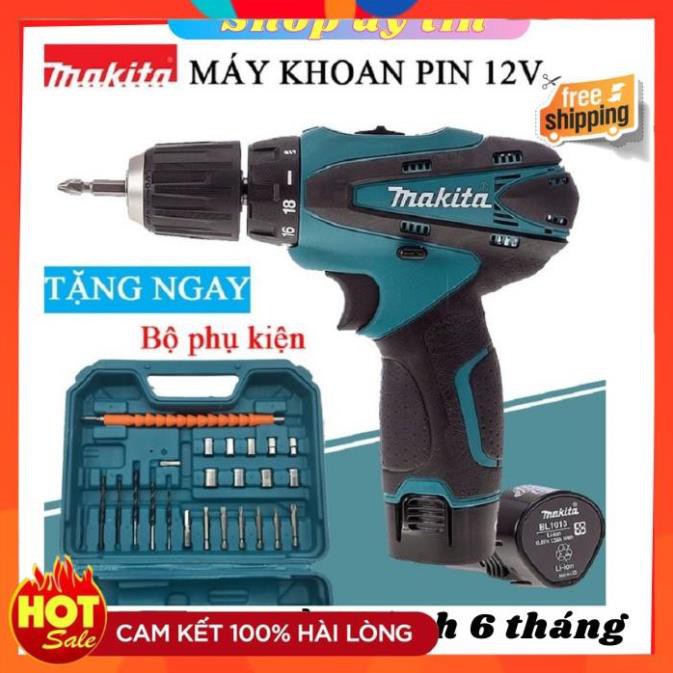 [Hàng Tốt] Máy khoan pin makita 12v tặng bộ phụ kiện 24 chi tiết