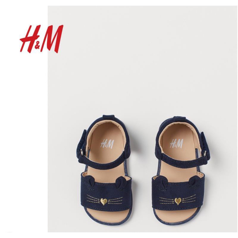 Giày Sandal H&M mặt mèo nhung siêu cute cho bé mang đi học/đi chơi