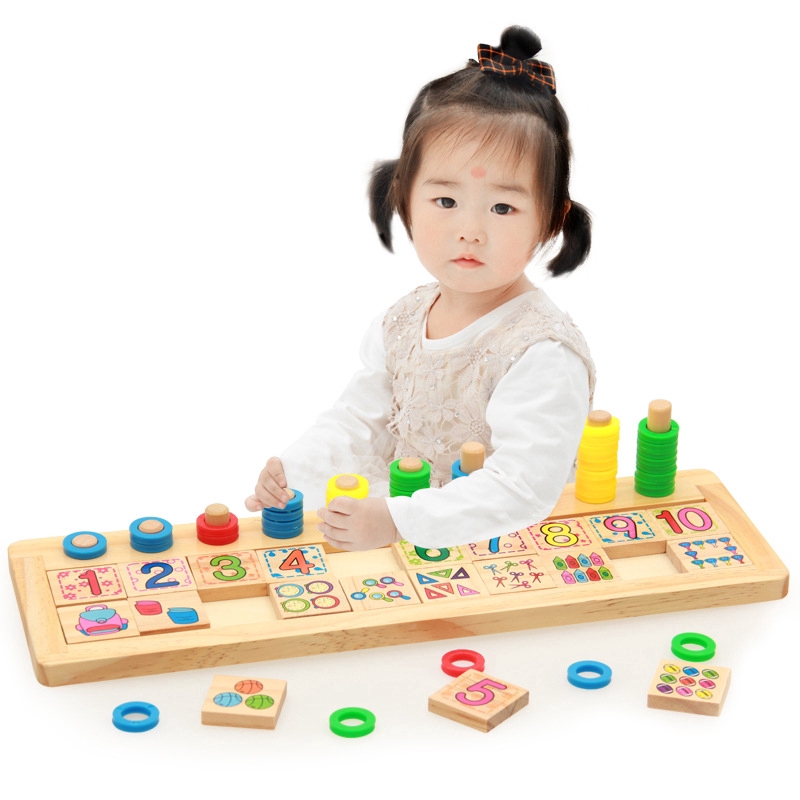 Tài liệu toán học Montessori Đồ chơi giáo dục Bảng gỗ số bảng tròn xếp chồng bảng đếm Đồ chơi khai sáng thú vị