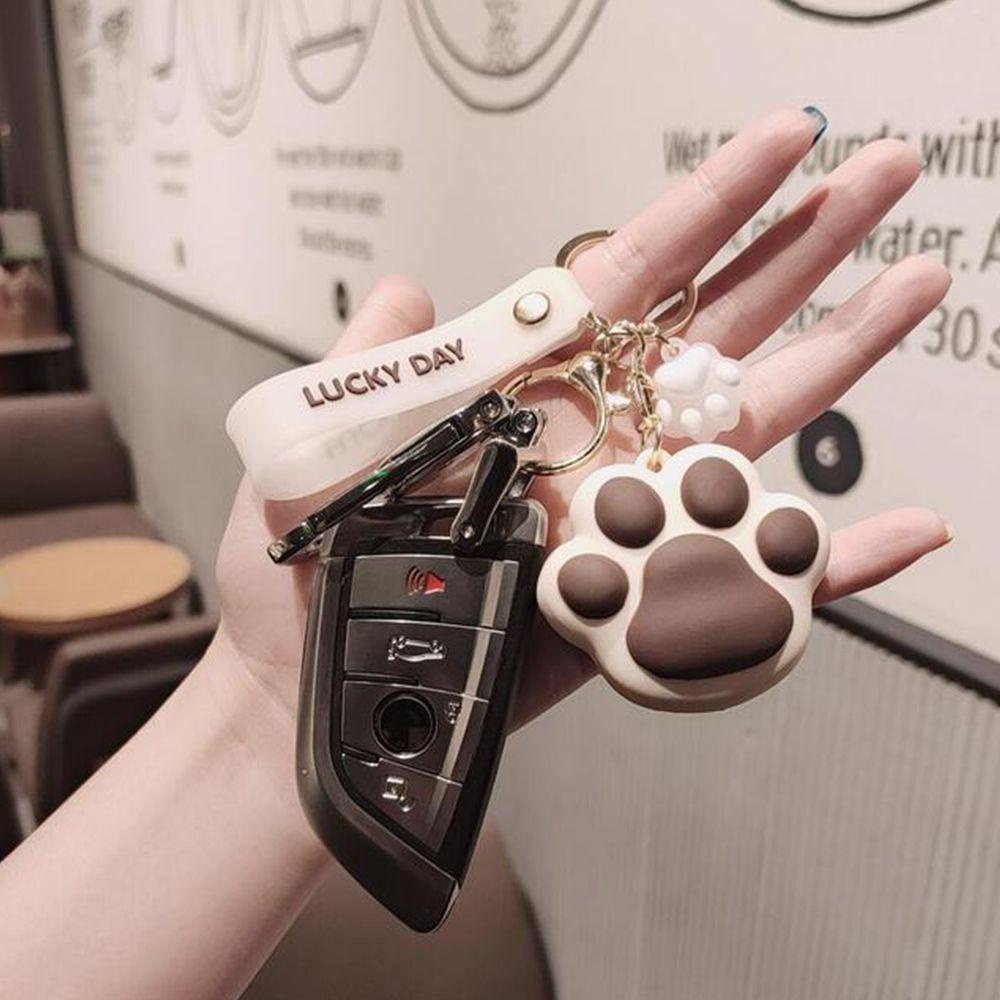 FORBETTER Colorful Cat Paw Key Buckle Creative Korean Style Key Rings Women Key Chain Schoolbag Pendant Car Key Ring Fashion Unique Personality Silica Gel Cartoon Animal/Multicolor