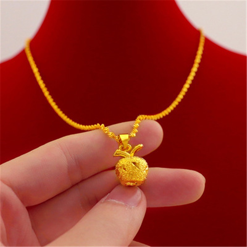 Dây Chuyền Xi Mạ Vàng 375%Phong Cách Hàn Quốc Solid Frosted Gold Apple Pendan