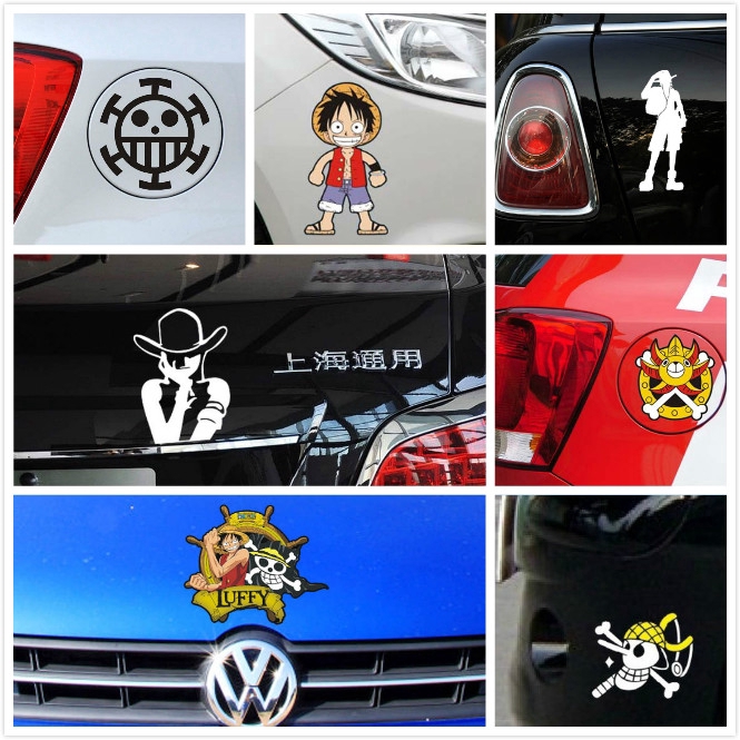 Miếng Dán Trang Trí Gương Chiếu Hậu / Cửa Sổ Xe Hơi / Xe Máy Hoạ Tiết One Piece Chất Lượng Cao
