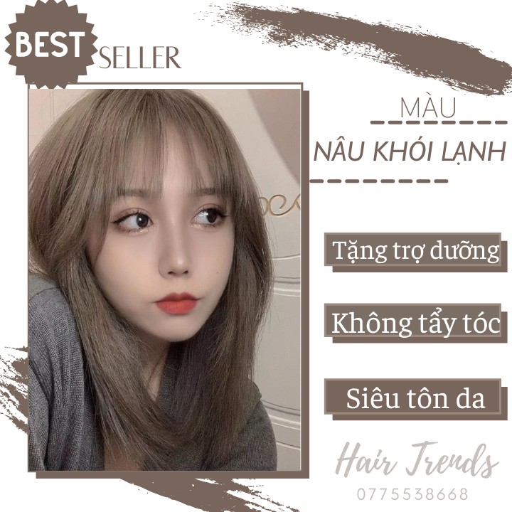 Thuốc nhuộm tóc màu NÂU KHÓI LẠNH tặng kèm trợ dưỡng,màu nhuộm Chiko-hairtrends shop