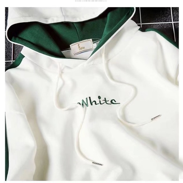 Áo khoác hoodie nam có mũ thêu white trước ngực cực cá tính Hot bảng xếp hạng hàn quốc 2019