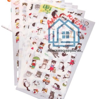 (Bộ 6 tờ) Sticker Dán Hình Mèo Siêu Cute 9*18cm Dùng Dán Trang Trí Sổ Sách Điện Thoại d5