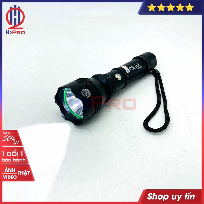Đèn pin LED siêu sáng mini cầm tay Police HY-C6 H2Pro cao cấp-pin sạc 2300mah-chiếu xa 300m, chống nước-3 chế độ sáng