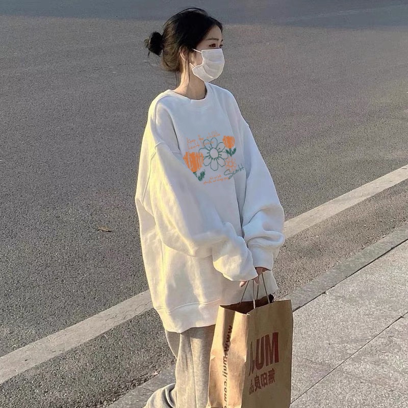 NRVP Áo Thun Tay Dài Oversize In Họa Tiết Phong Cách Hàn Quốc Thời Trang Cho Nam Và Nữ
