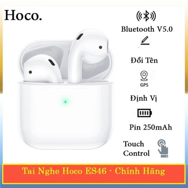 ✅CHÍNH HÃNG ✅Tai nghe True Wireless mini Hoco ES46 TWS Cool Pro V5.0,Định vị Tai nghe Popup,Đổi tên Cảm ứng Pin 250mAh