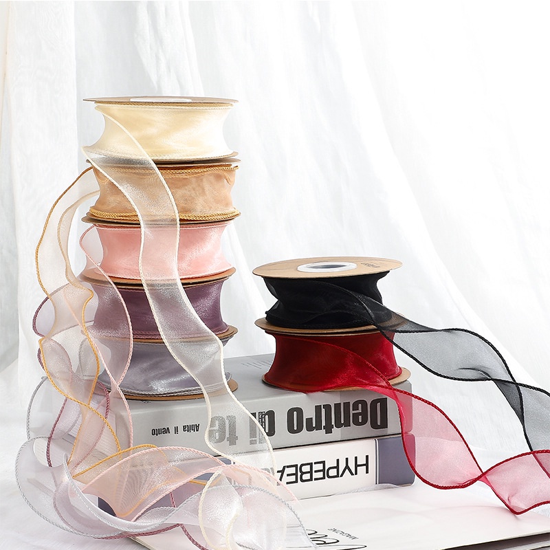 Cuộn Dây Ruy Băng 10 Yards Bằng Lụa Họa Tiết Bướm / Cánh Hoa Trang Trí Bó Hoa / Làm Quà Tặng