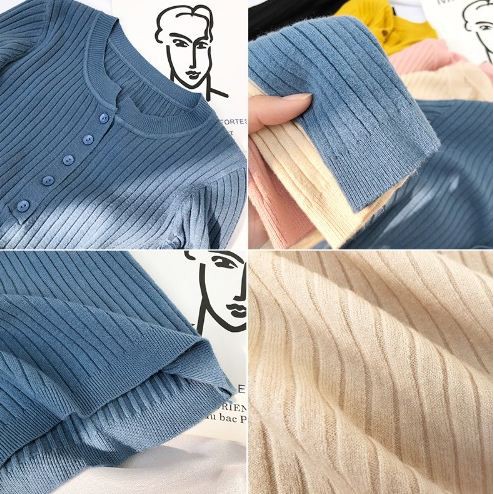 Áo len dáng ôm đơm cúc 5 cúc ngực thời trang Hàn Quốc dành cho bạn nữ 5152 1Z16