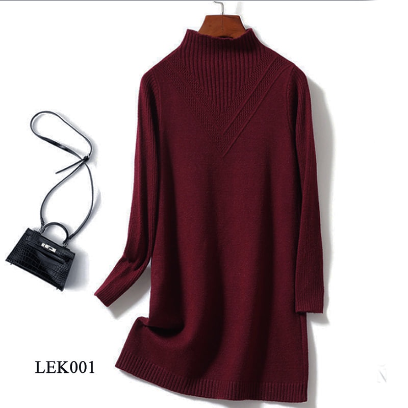 LEK001 - Áo len dáng dài cao cổ phong cách Hàn Quốc, chất len mềm mịn, phù hợp đi chơi đi làm