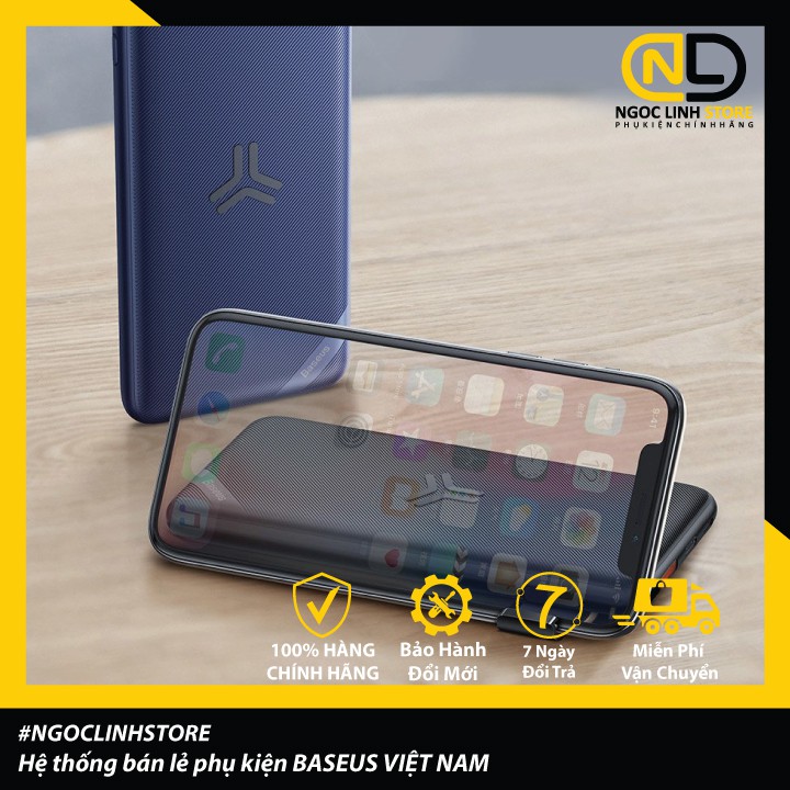 Pin dự phòng Baseus S10 Power Bank 10000mAh 18W với Bộ sạc không dây Qi 10W (có giá đỡ điện thoại)
