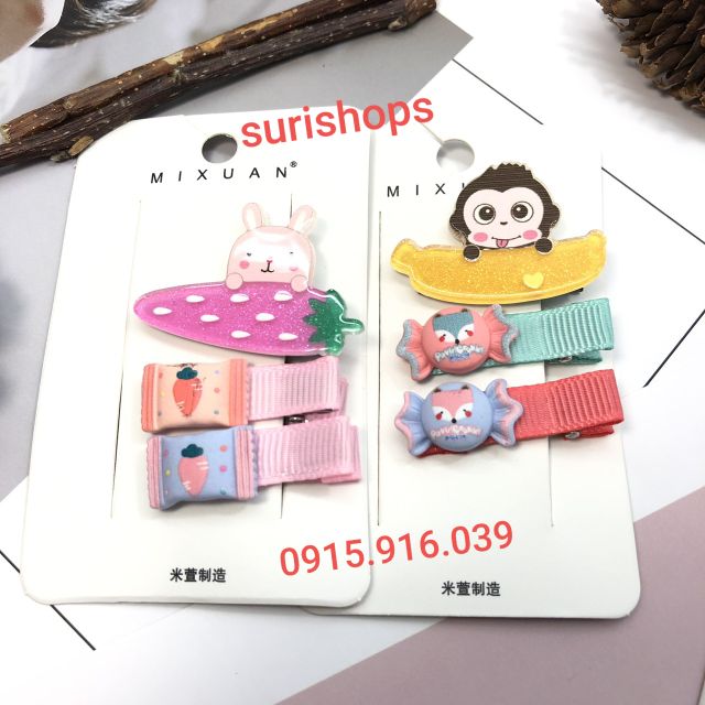 Set 3 Kẹp Tóc kẹo ngọt giao ngẫu nhiên