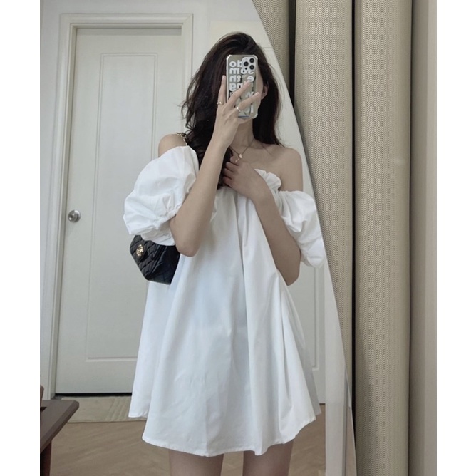 Váy trễ vai bảng màu cực hot, Váy trễ vai trơn Basic