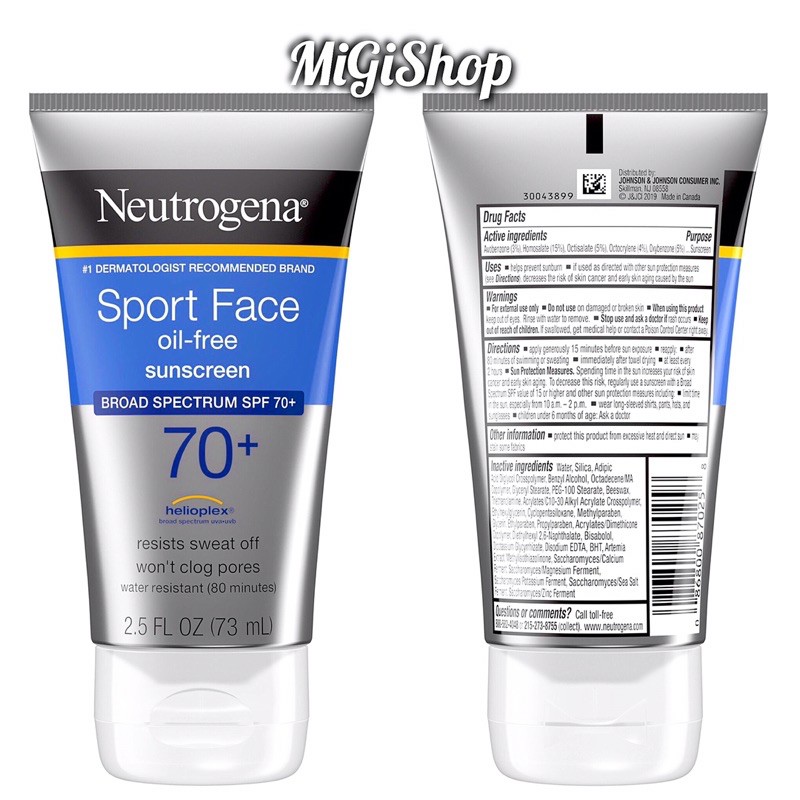 [Hàng Mỹ] Kem Chống Nắng Thể Thao Cho Da Mặt Neutrogena Sport Face Oil Free Sunscreen SPF70+ 73ml | WebRaoVat - webraovat.net.vn