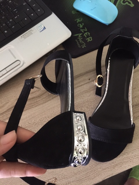 Sandal 2p đế kim loạiảnh thật