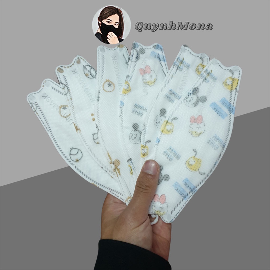 Khẩu Trang Cho Bé KF94 Unimask Quynhmona 4 Hàn Quốc Kháng Khuẩn, Chống Bụi Mịn Cho Trẻ Em Từ 3 Đến 12 Tuổi