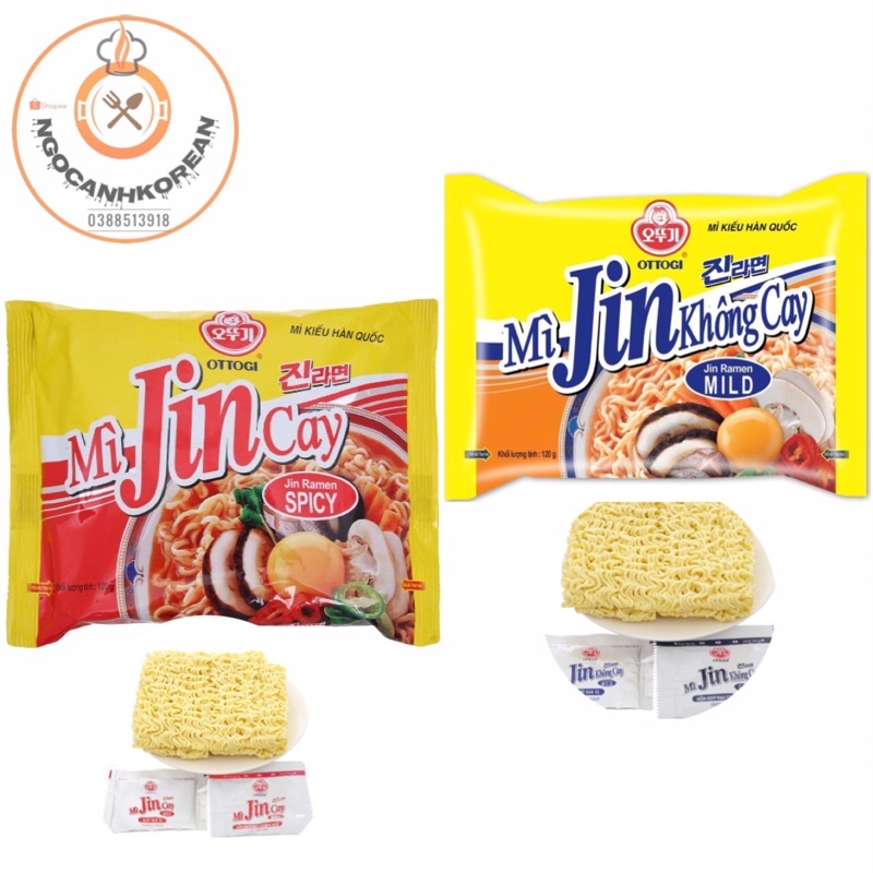 Mỳ Jin Ottogi Cay/ Không cay Hàn Quốc gói 120gr