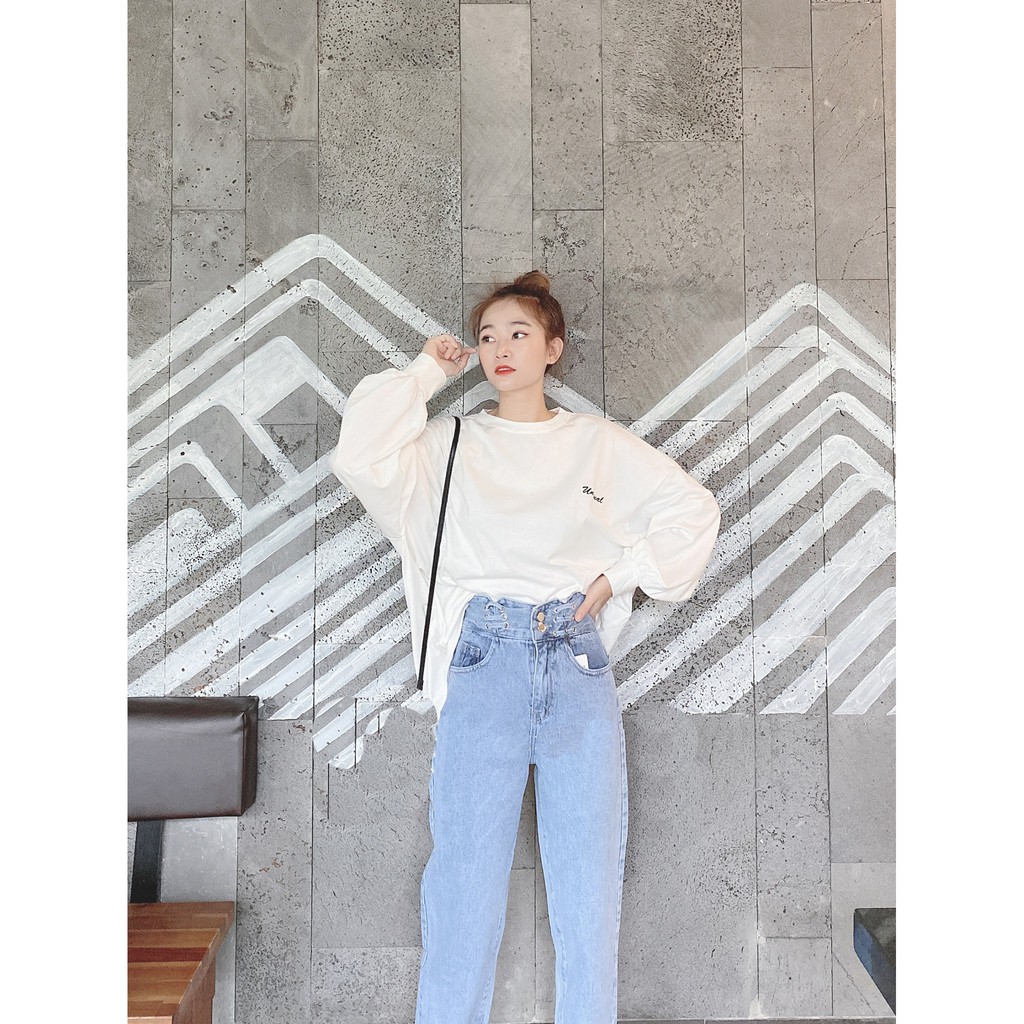 QUẦN BAGGY JEAN NỮ LƯNG CAO ĐAN NGANG 6 DÂY MÀU XANH NHẠT SIÊU HOT CAO CẤP BABO