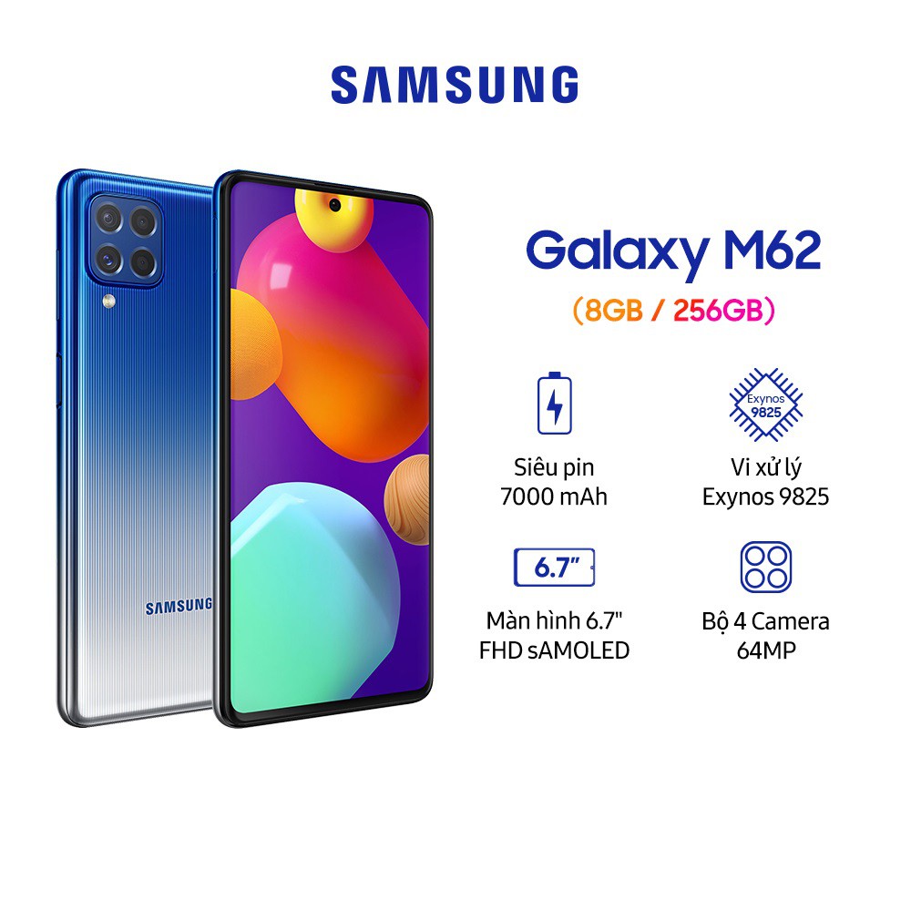 Điện thoại Samsung Galaxy M62 8GB/256GB Siêu Pin 7000mAh - Hàng Chính Hãng - Bảo Hành 12 Tháng | BigBuy360 - bigbuy360.vn